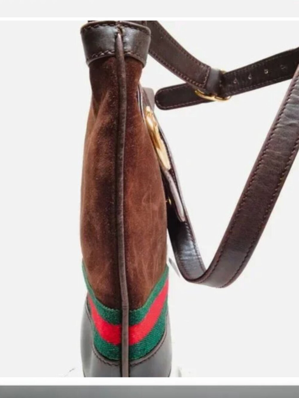 Gucci Sherry Line Brown Suede Leather Bag w/Temporary Conversion - Picture 12 of 16